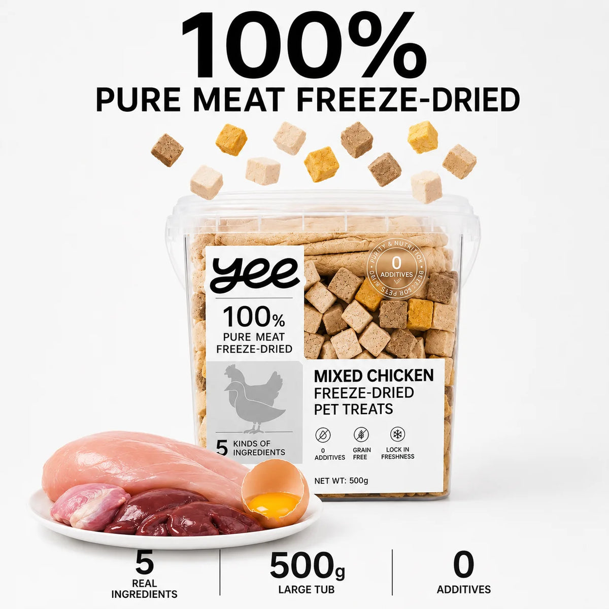 yee Freeze-Dried Chicken Treats for Cats & Dogs (500 g)