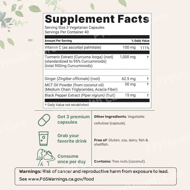 Pure Turmeric Curcumin 95, 1,000 mg (120 Capsules)