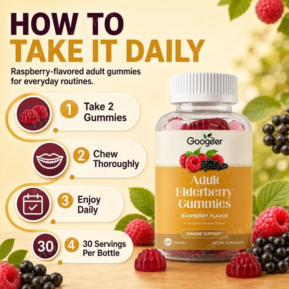 Googeer Adult Elderberry Gummies with Vitamin C & Zinc (60 ct)