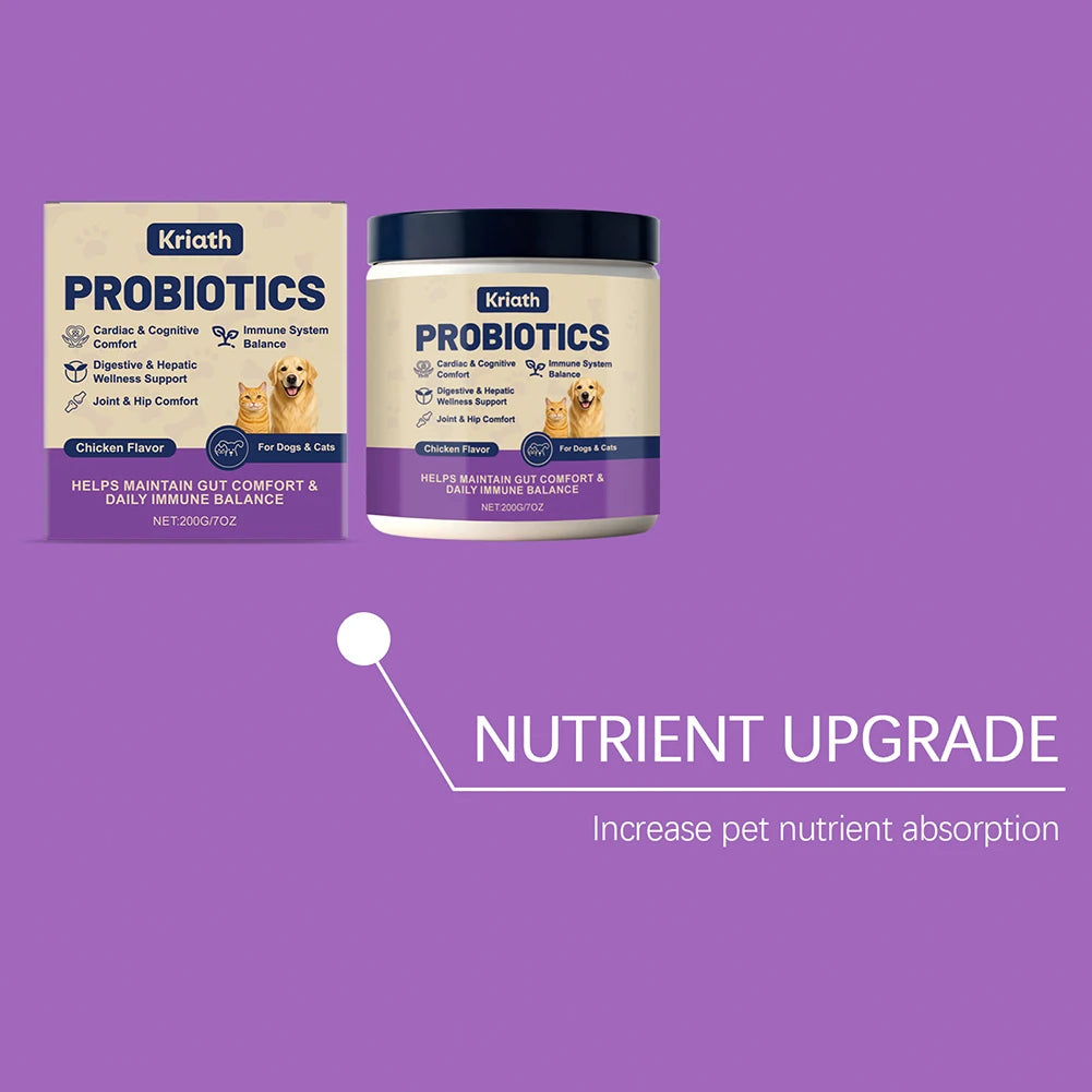 Kriath Probiotic Powder for Dogs & Cats, Chicken Flavor
