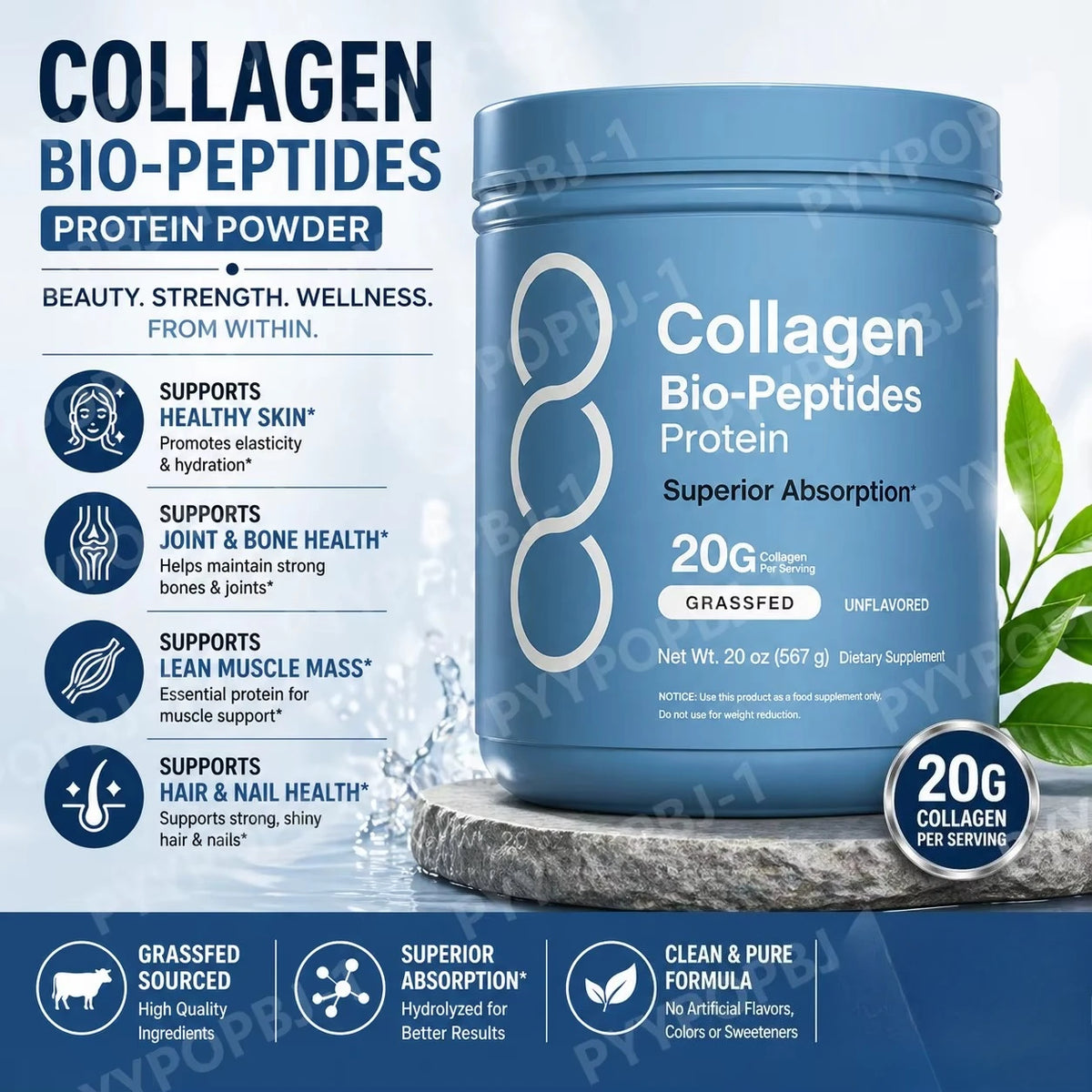 Collagen Bio-Peptides Powder, Unflavored (567 g)
