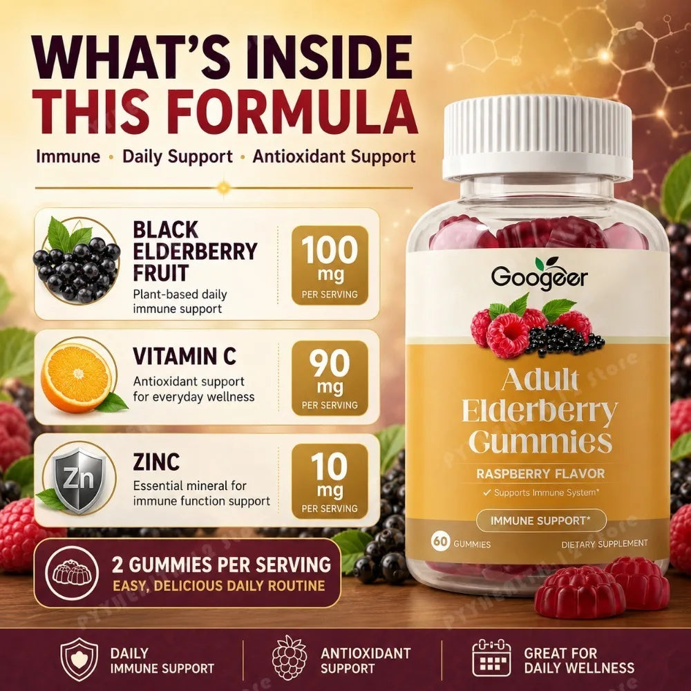 Googeer Adult Elderberry Gummies with Vitamin C & Zinc (60 ct)