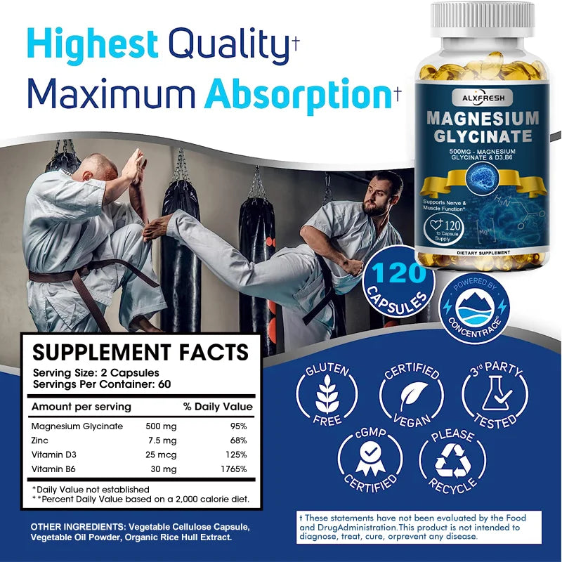 Alxfresh Magnesium Glycinate 500 mg Capsules