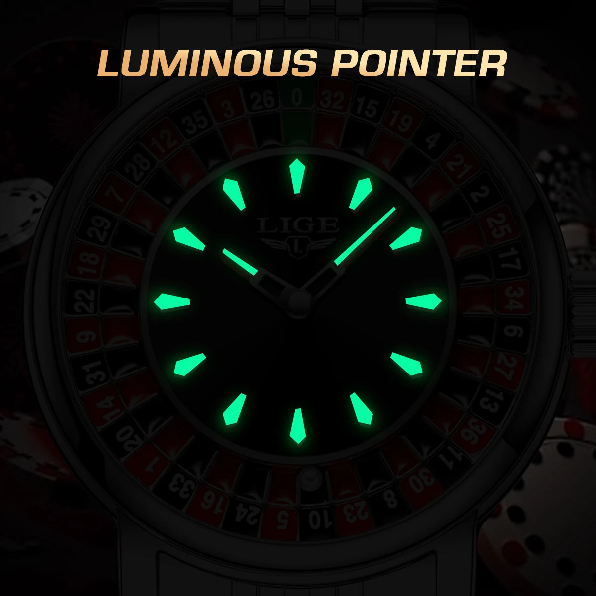 LIGE Roulette Dial Men's Watch