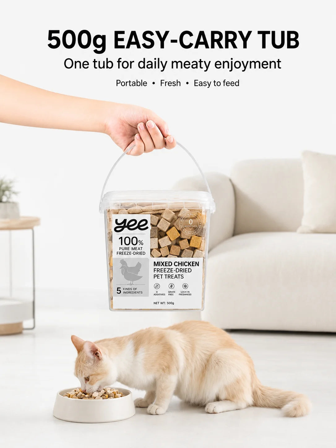 yee Freeze-Dried Chicken Treats for Cats & Dogs (500 g)