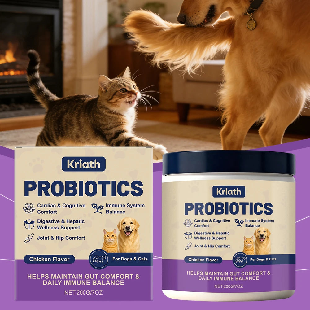 Kriath Probiotic Powder for Dogs & Cats, Chicken Flavor