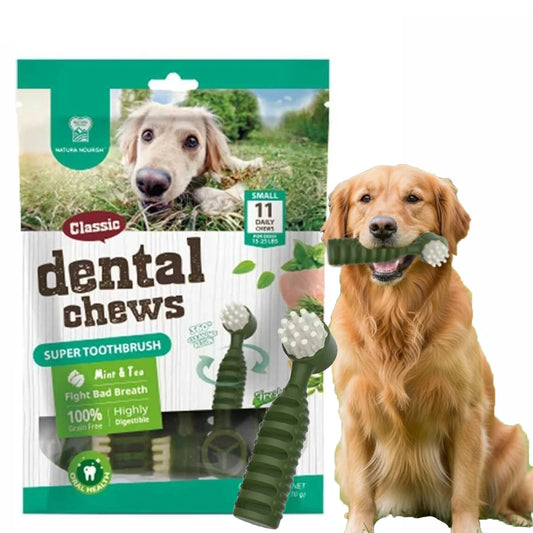 Brush-Shaped Dental Chews for Dogs, Mint