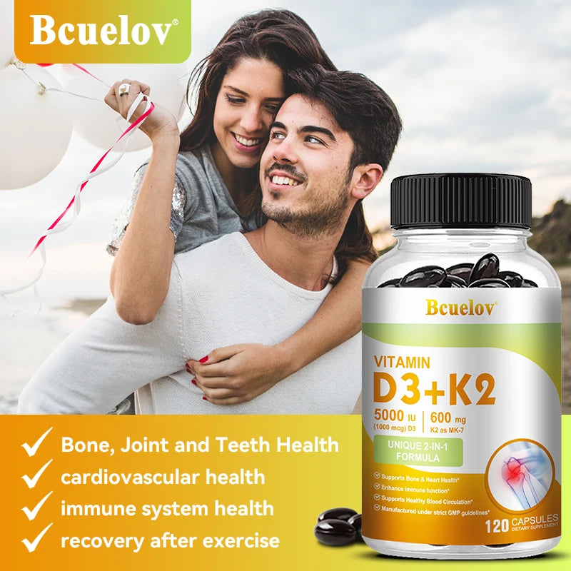Bcuelov Vitamin D3 5,000 IU + K2 (120 Capsules)