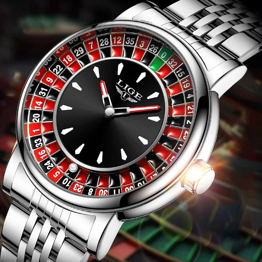 LIGE Roulette Dial Men's Watch