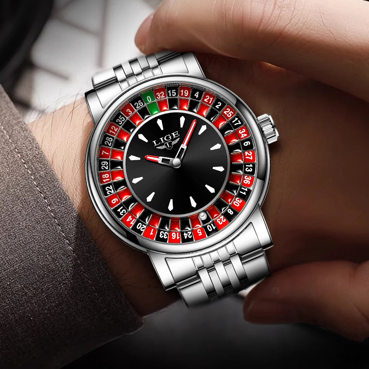 LIGE Roulette Dial Men's Watch