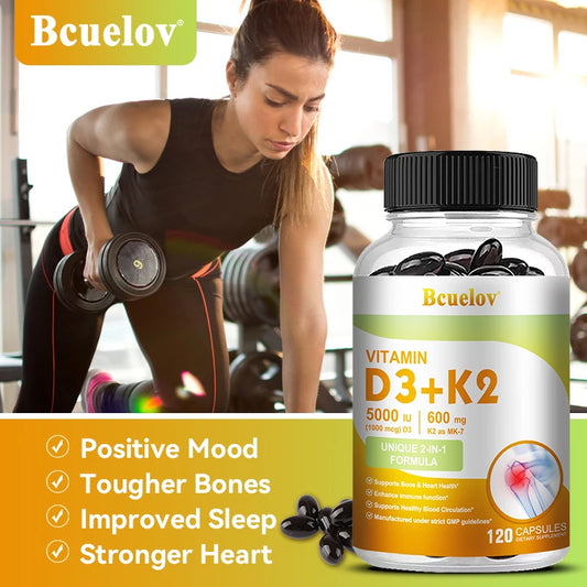 Bcuelov Vitamin D3 5,000 IU + K2 (120 Capsules)